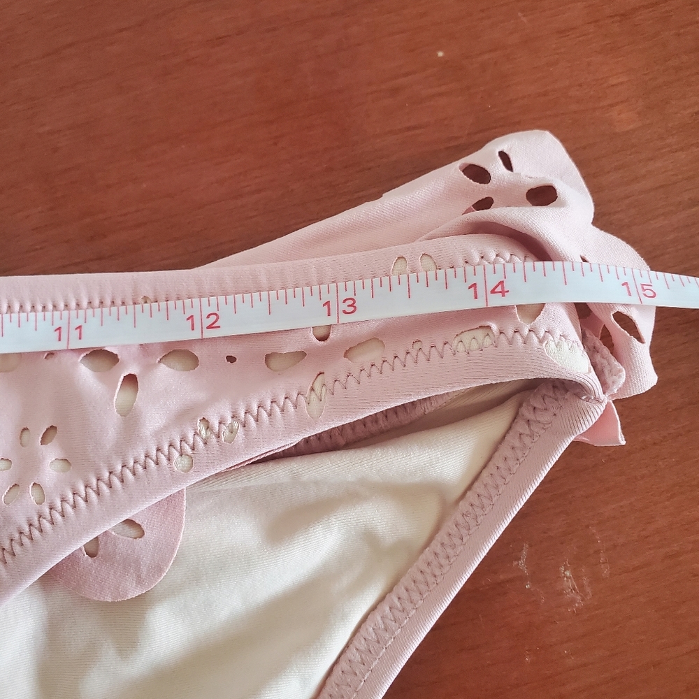 J.Crew scalloped eyelet lowrider bikini bottom, medium, pink - Picture 6 of 10